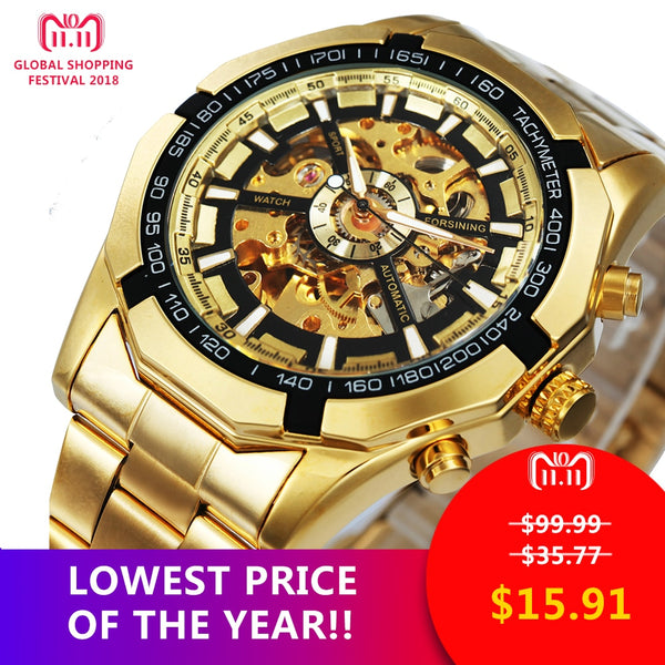 Winner Watch Men Skeleton Automatic Mechanical Watch Gold Skeleton Vintage Man Watch Mens FORSINING Watch Top Brand Luxury