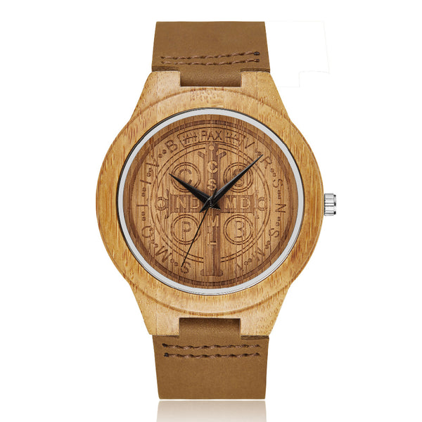 Constantine Engrave Men Wood Watch Men's Wristwatch Minimalist Mens Wooden Bamboo Watches Male Wrist Clock reloj relojes hombre