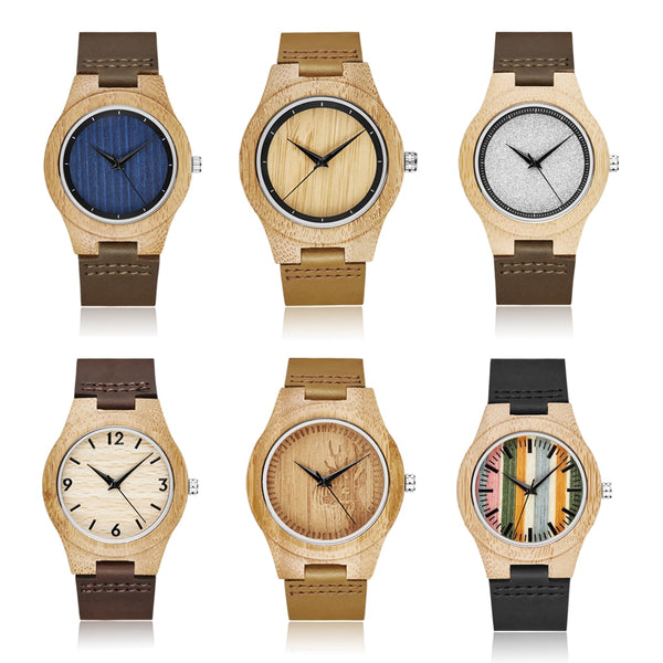 Solid Wood Watch for Men Wristwatches Minimalist Design Original Men Wooden Bamboo Watch Engrave Male Wrist Clock Montre Homme