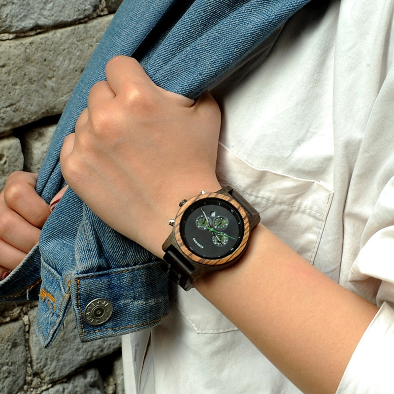 BOBO BIRD P18 Series Fashion Top Luxury Brand Stop Watch Wood Watches Men Business Watch Engrave Your Brand Quartz Ladies Watch