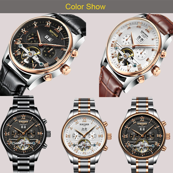 KINYUED Men's Self-Wind Tourbillon Mechanical Watches Water Resistant Automatic Skeleton Watch Men Relojes Hombre 2018 Dropship