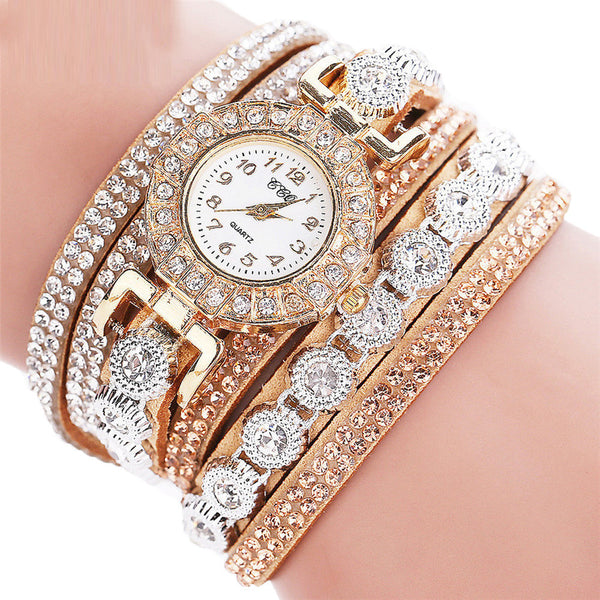 CCQ Women Fashion Casual Analog Quartz Women Rhinestone Watch Bracelet Watch